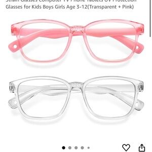 Blue light Pink and Clear Kids Glasses Set